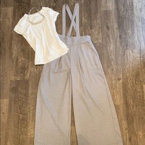 Wide leg dressy overalls